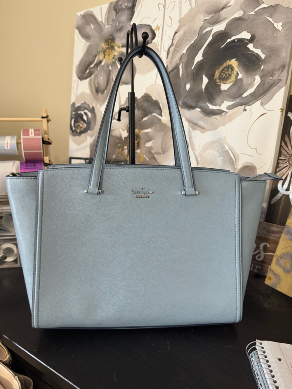 Kate spade 2 pcsLight Blue Leather Tote with matching wallet. NWOT B30